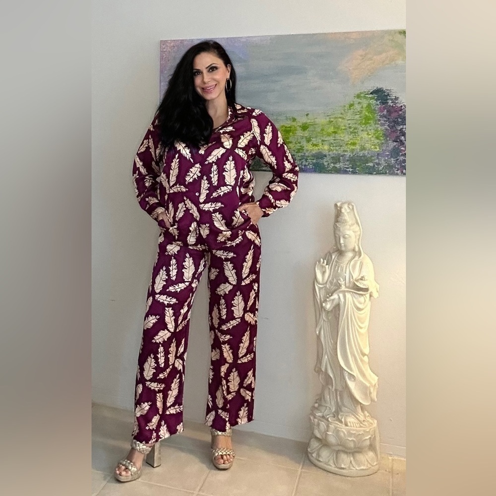 Olympia Blouse and pant set. Made in Italy of Viscose.  Fits Small and Medium
